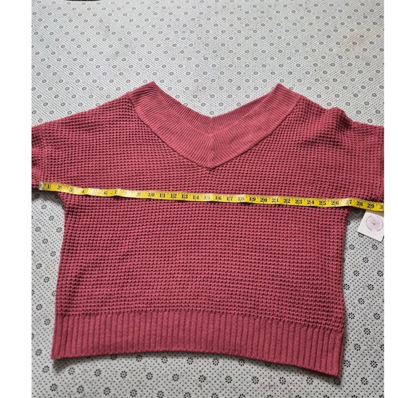 NWT Zenana Womens Sweater Large L Mauve V Neck Oversized Long Sleeve Knit - Picture 10 of 10